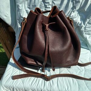 Brown Leather Shoulder Bag with Slouchy Design